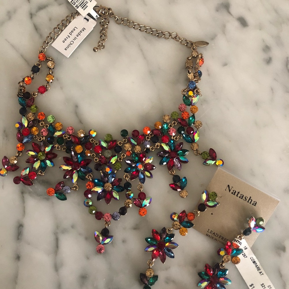 Natasha Colorful Statement Necklace and Earrings